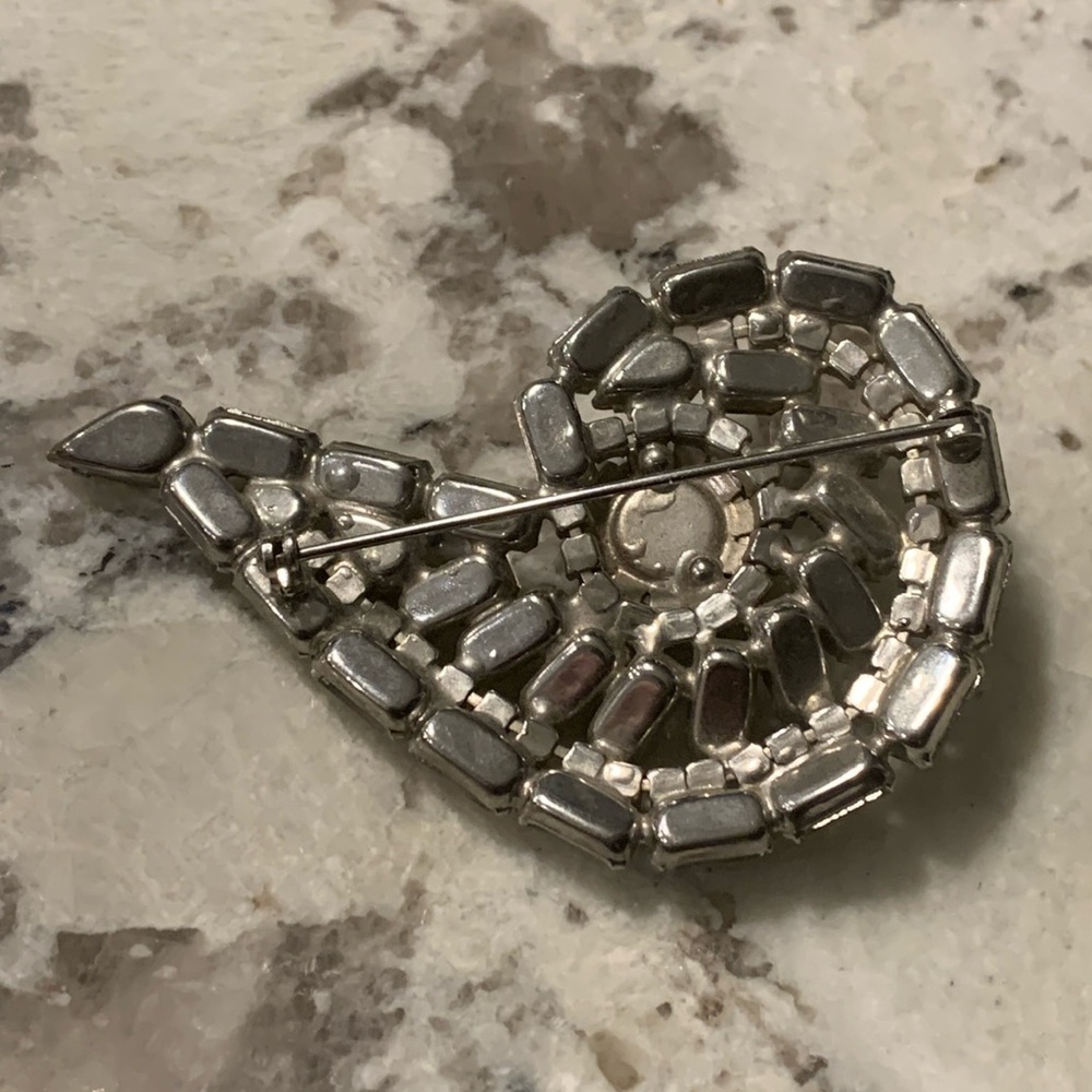 Vintage Weiss Clear Rhinestone‎ Brooch with prong setting 3” - Picture 6 of 6